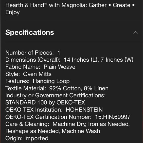 Hearth & Hand Magnolia Holiday Striped Oven mitt - Picture 5 of 7